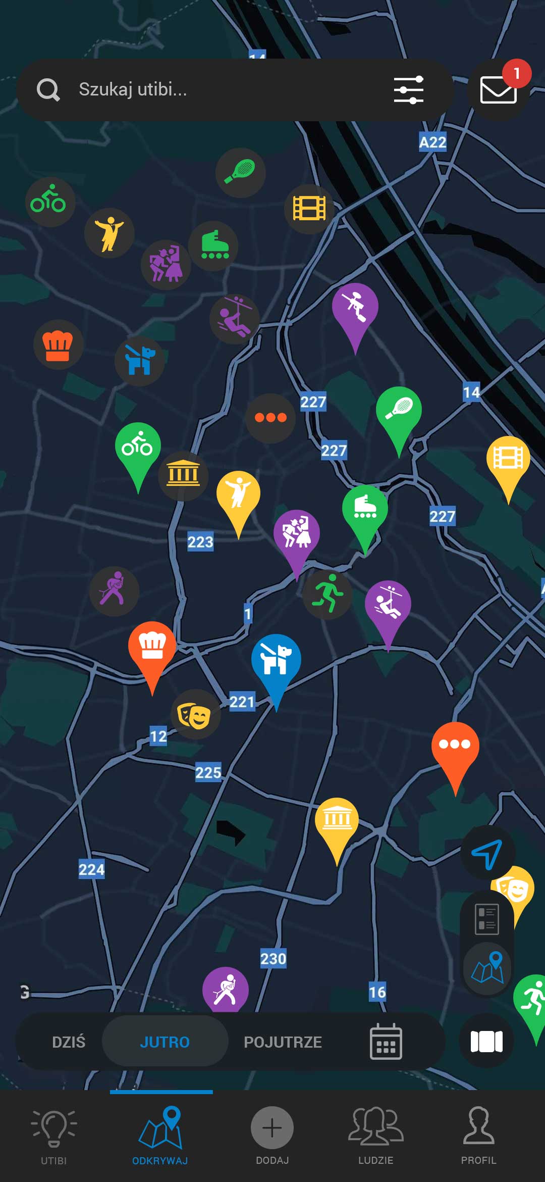 Activity map screen