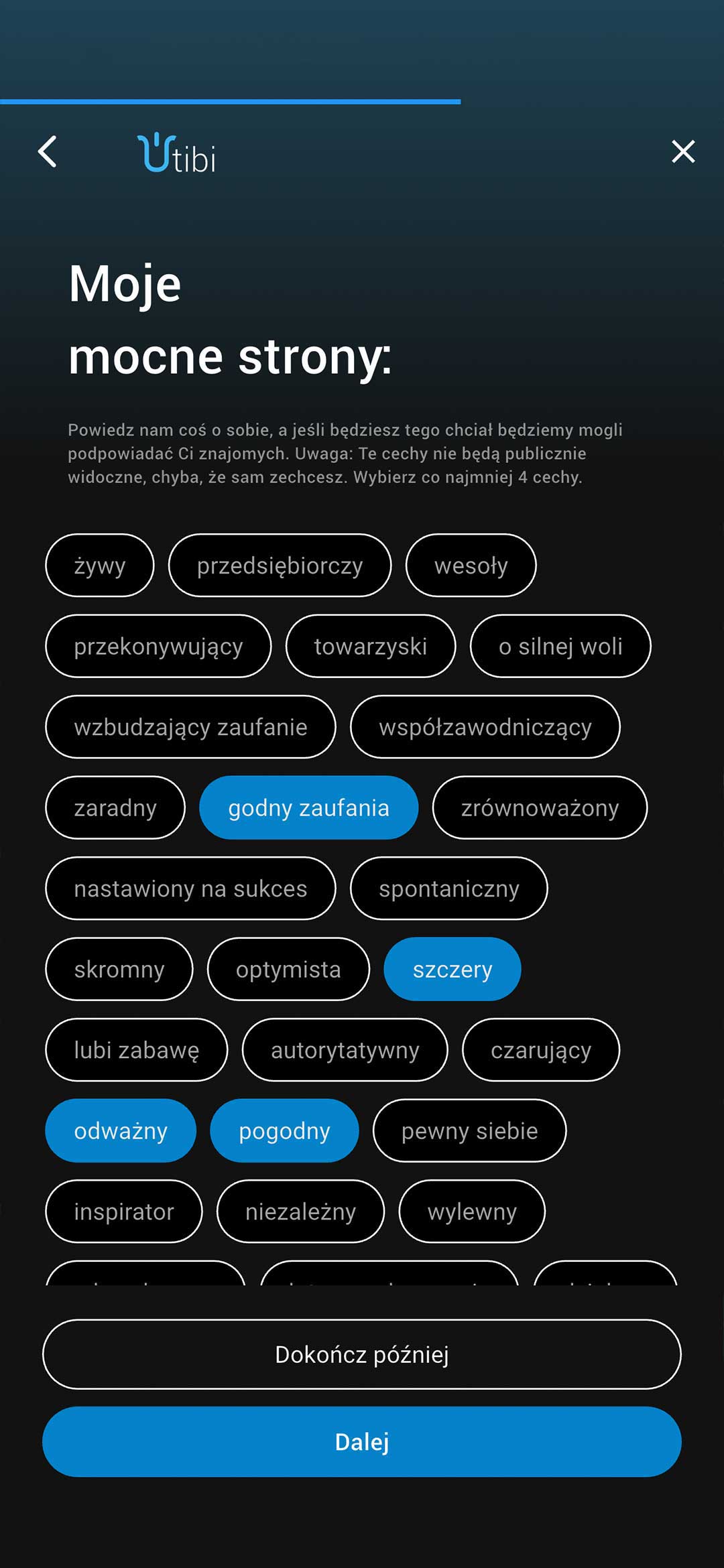 Psychological profile screen